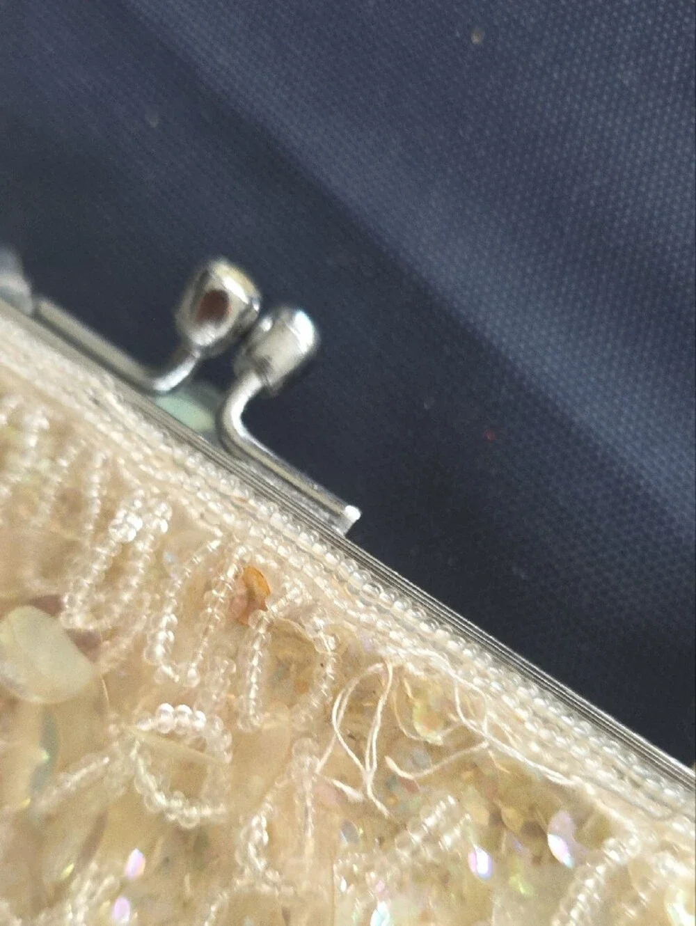 Cream Sequin Beaded Women's Handbag